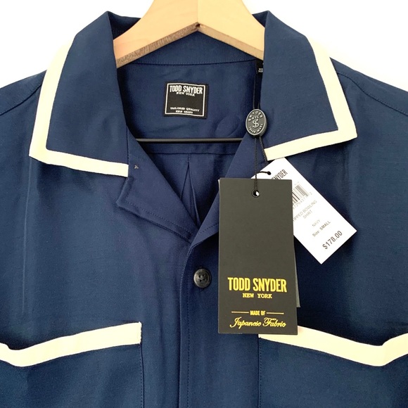 SOLD: TIPPED BOWLING SHIRT IN NAVY - Picture 2 of 5
